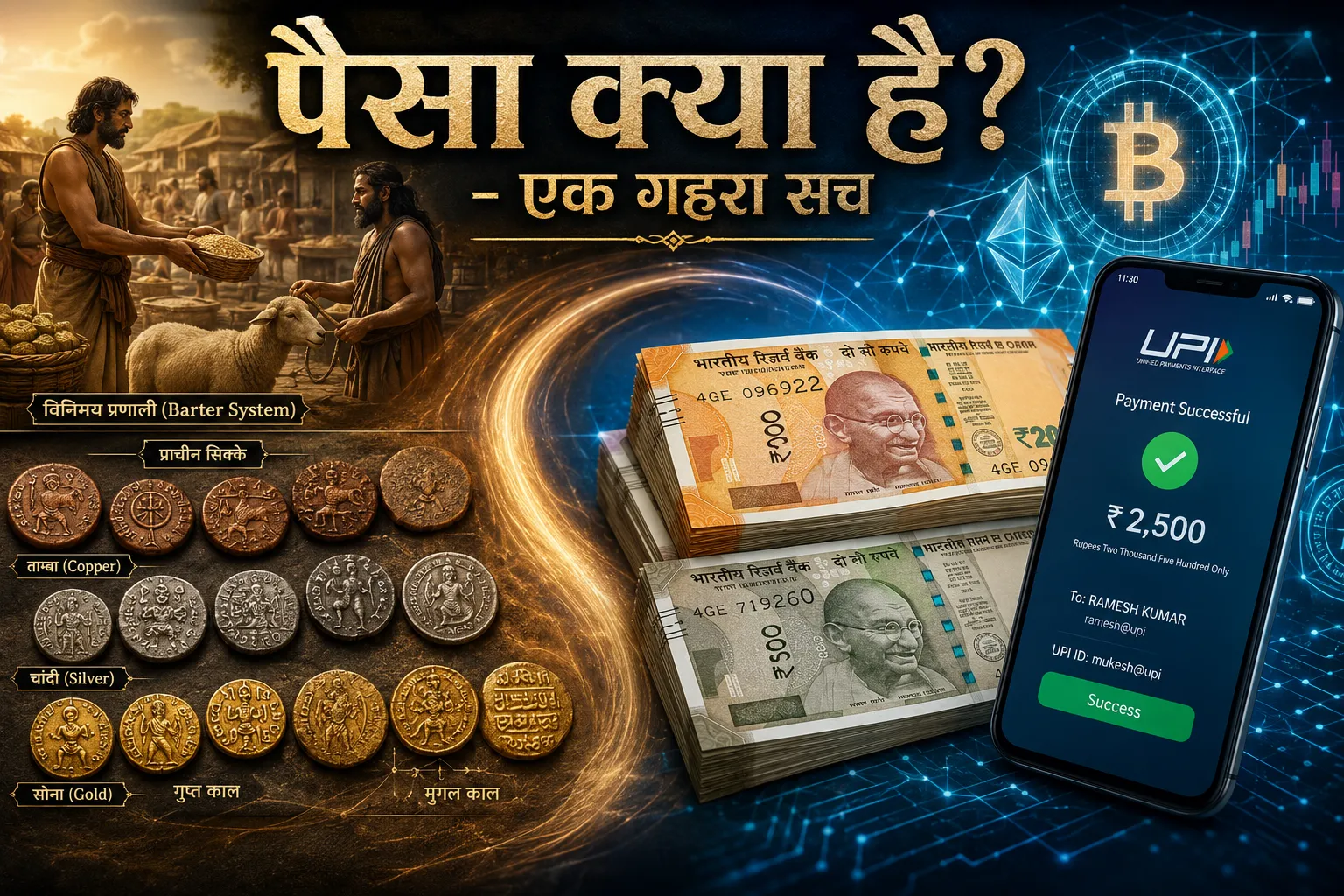 पैसा क्या है? वस्तु विनिमय प्रणाली से UPI तक पैसे का विकास