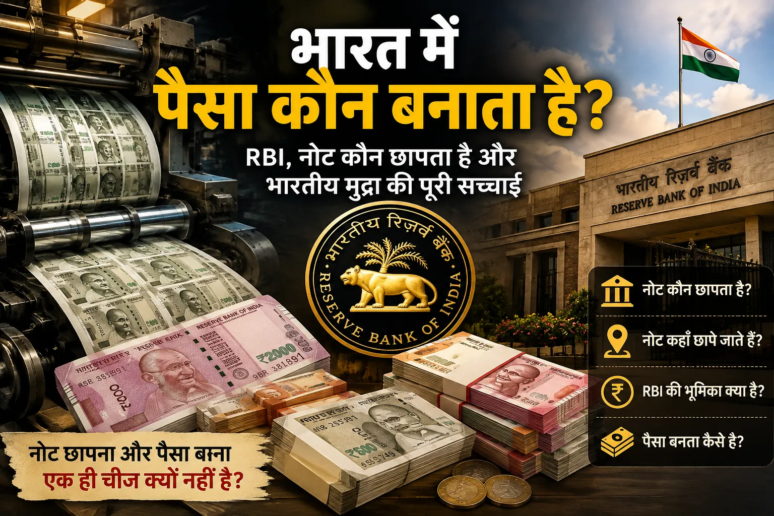 भारत में पैसा कौन बनाता है RBI और नोट छापने की प्रक्रिया