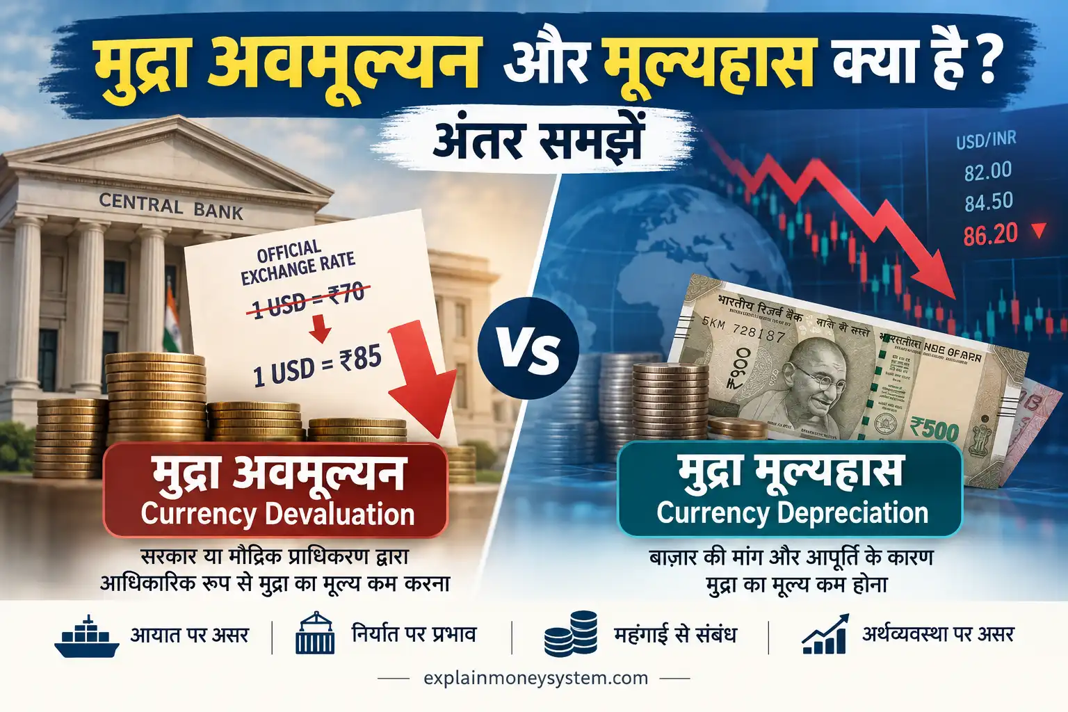 मुद्रा अवमूल्यन और मुद्रा मूल्यह्रास क्या है